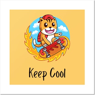 Keep Cool funny cat design Posters and Art